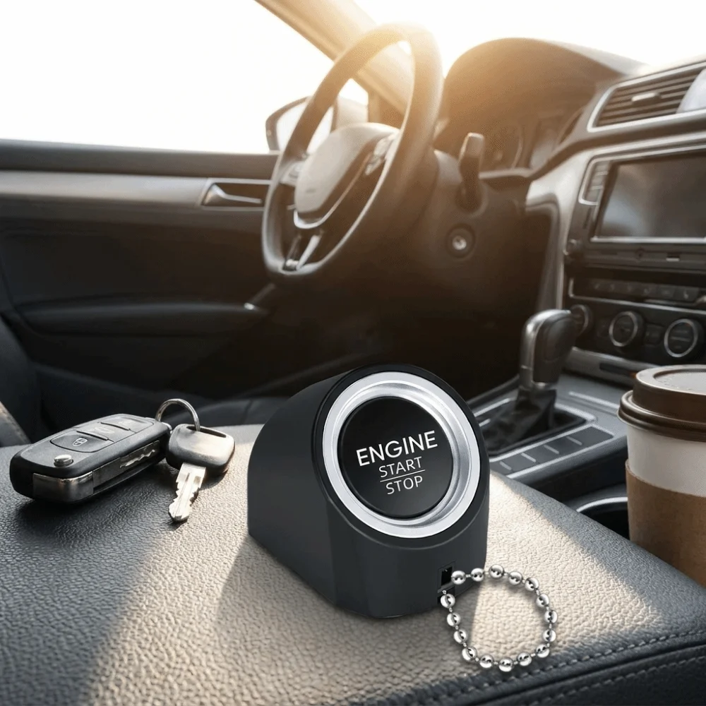Cartoon Simulation Car Engine Ignition Sound Keychain Button Press Connecting Chain Mini Ignition Device Model