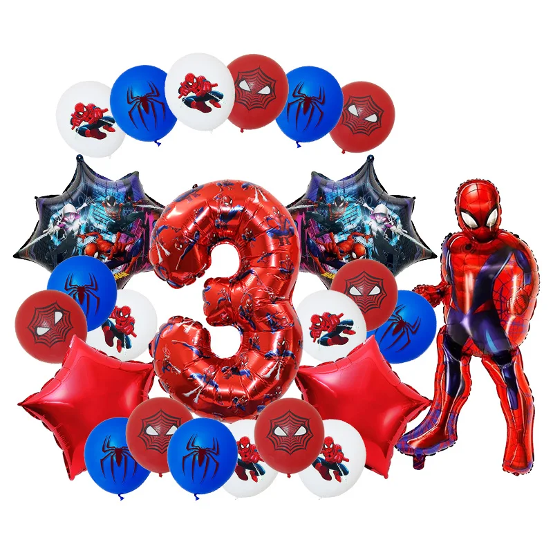 SpiderMan Birthday Party Decoration Aluminum Foil Latex Balloons For Kids Event Supplies Disposable Tableware Banner Backdrop - view 4