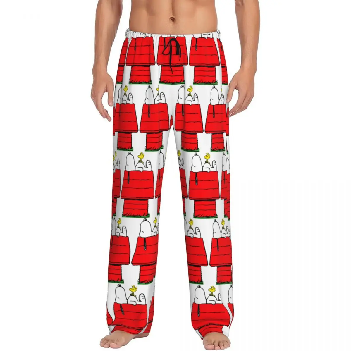 

Custom Printed Men Cartoon Snoopy Woodstock Animation Pajama Pants Sleepwear Sleep Lounge Bottoms with Pockets