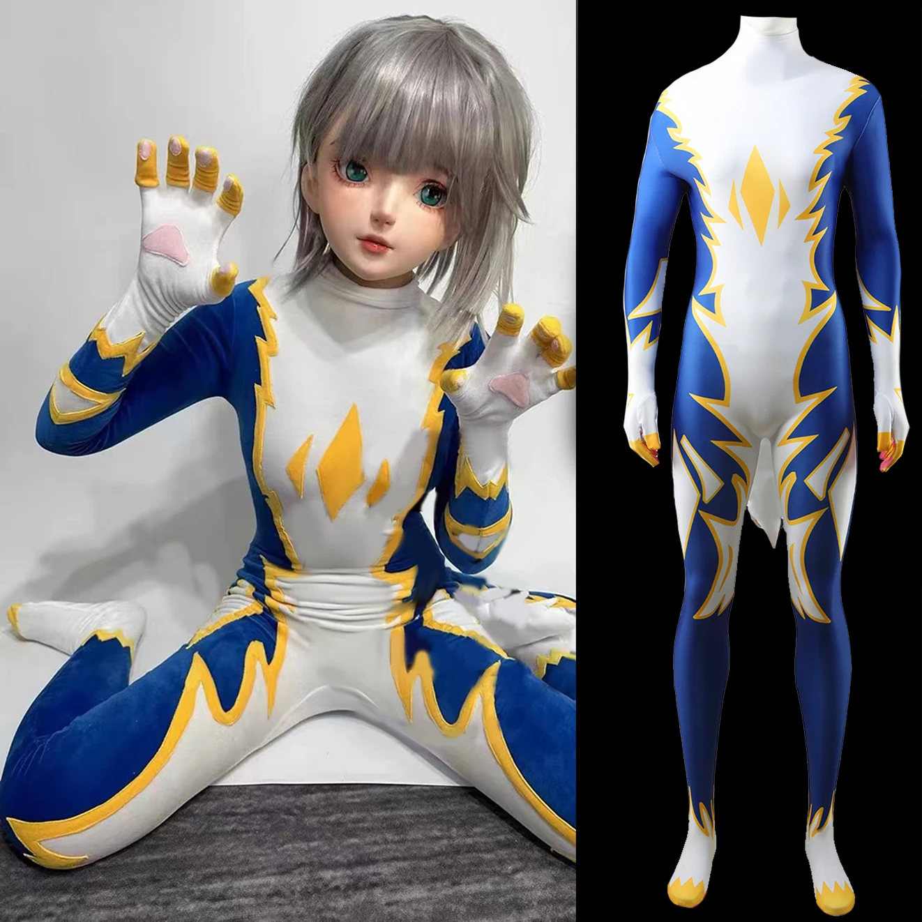 Anime Fursuit Cosplay Costume para Crianças, 3D Impresso, Spandex, Fato Zentai, Besta, Halloween, Super-herói, Adulto