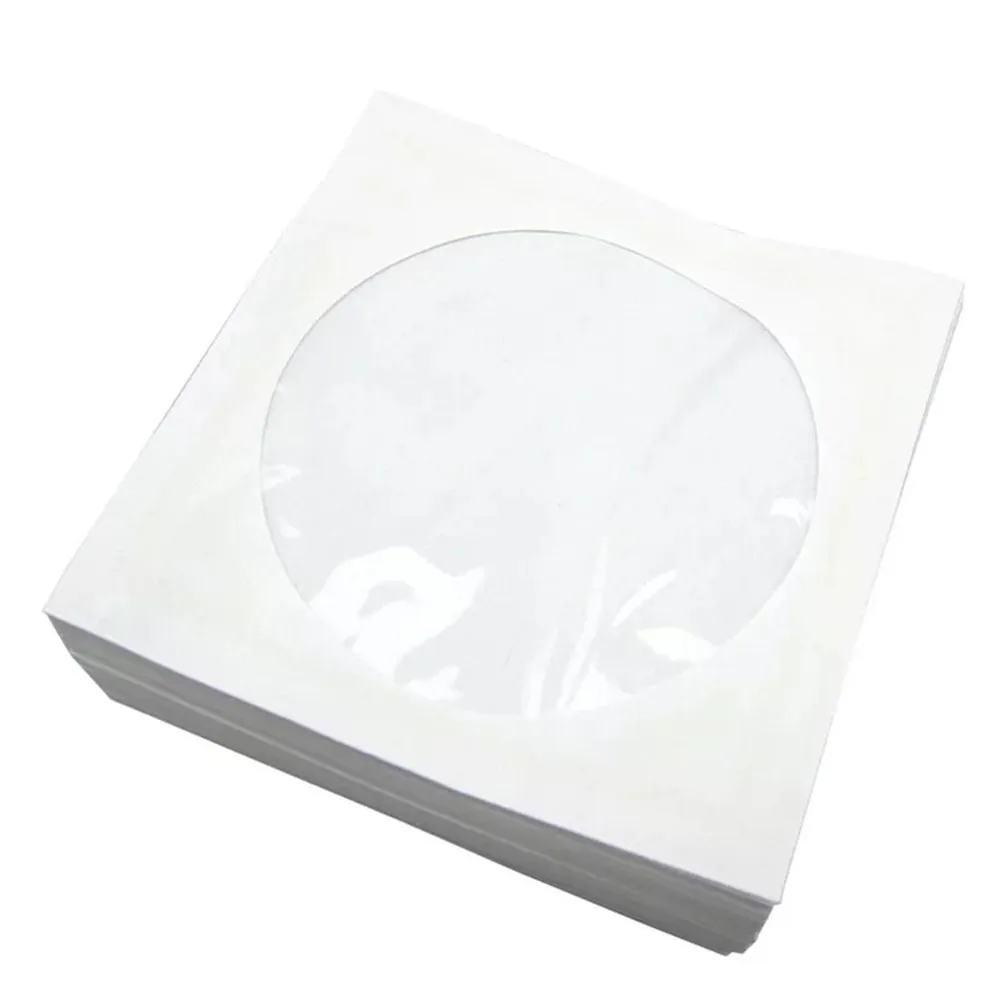 100Pcs Cd Storage Bags Portable Paper Case Large Capacity Transparent Window Cd Dvd Organizer for Home Music Film Collection