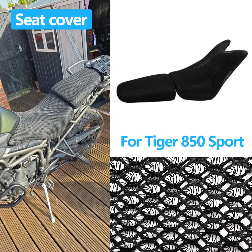 For Tiger 850 Sport Motorcycle Seat Cover 3D Mesh Fabric Seat Non-Slip Breathable Heat Insulation Protect Cushion