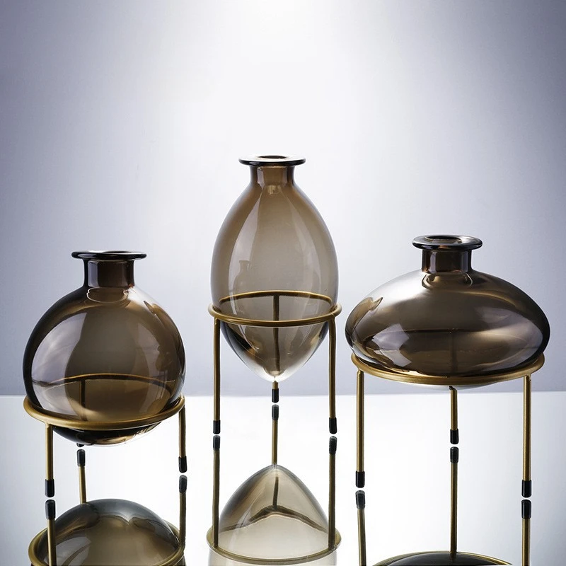 Glass Vase Clear Bottles Bracket Flower Arrangement Hydroponic Accessories Terrarium Cut-out Tripod Home Decoration