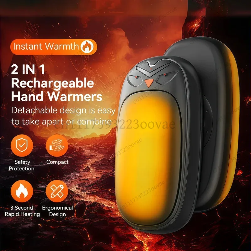 Rechargeable Hand Warmers 2 Pack 2000mAh Electric Pocket Heater Smart Chip Safe 8Hrs Long Lasting Portable Winter Gifts Warmer