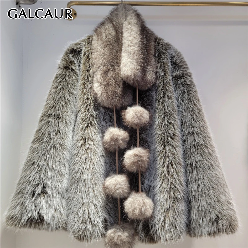 

GALCAUR однотонный сращенный шарф, шикарная куртка, женская куртка с v-образным вырезом и длинным рукавом, свободные легкие роскошные женские куртки, осенняя мода, новый стиль