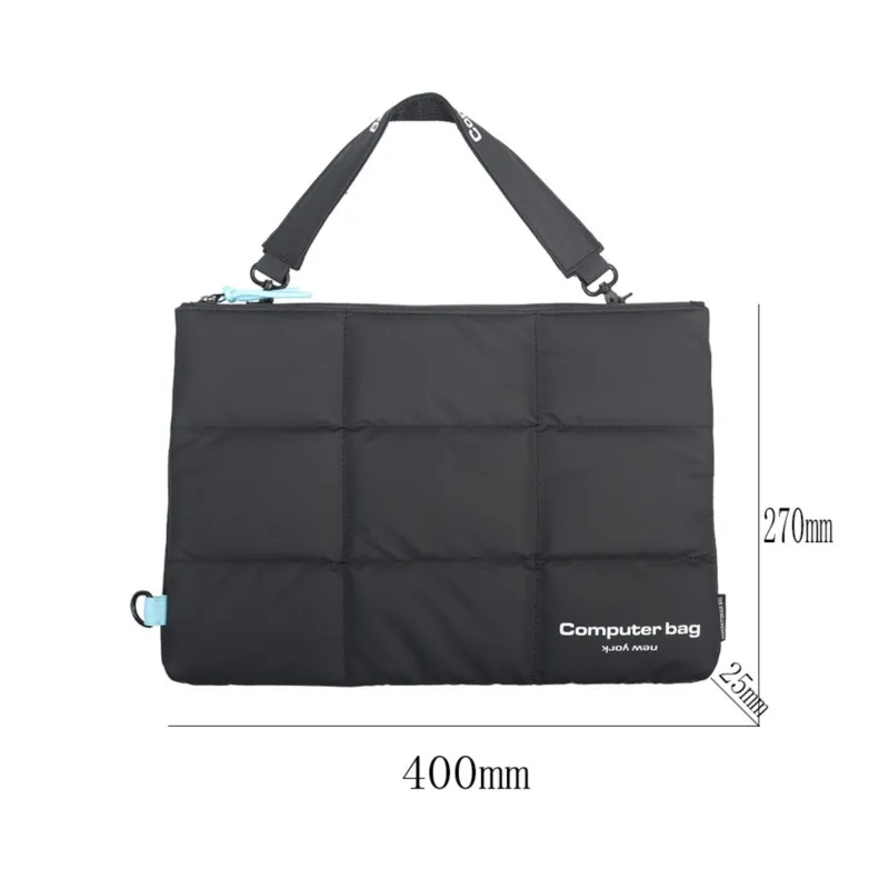 Ins Black Padded Ipad 11 Compartment Laptop Bag MacBook Air Pro 13 14 Inch Case Shockproof Waterproof Shoulder Notebook Bags New