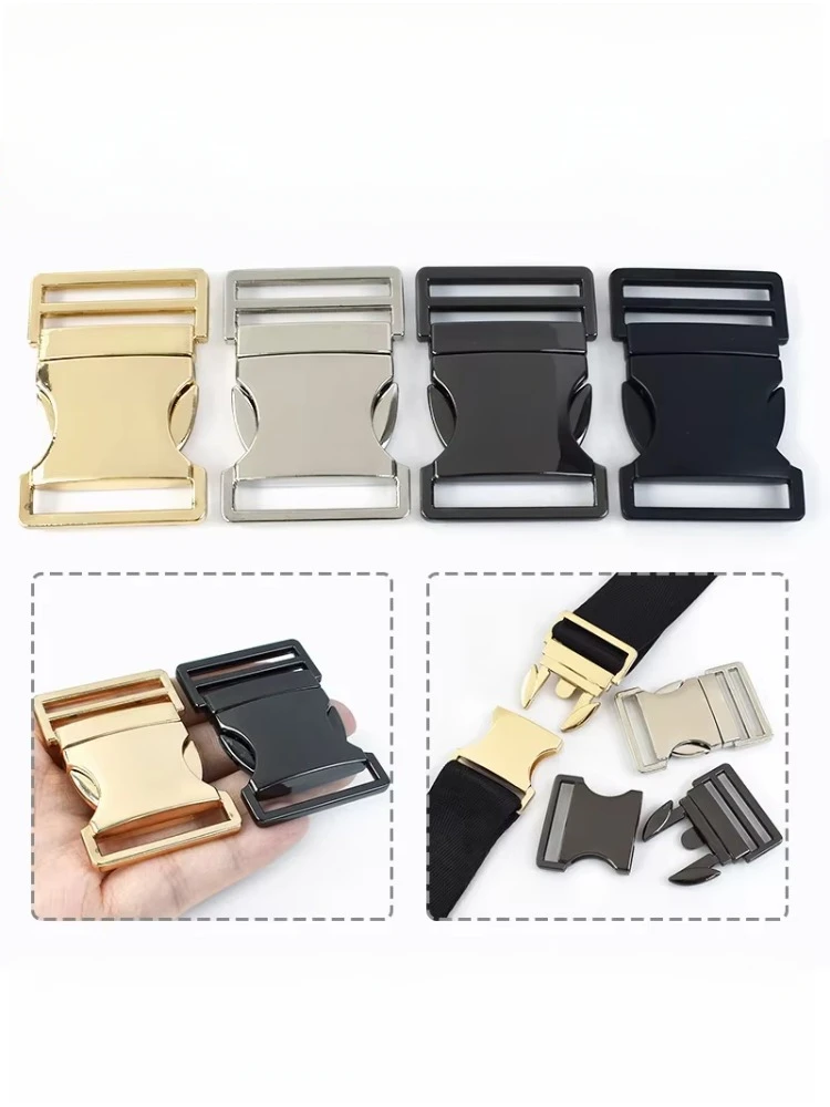 2 Stück Meetee 20/25/32/38 mm seitliche Entriegelungsschnallen aus Metall, verstellbare Verschlüsse für Tasche, Gürtel, Hundehalsband, Haken, Schnalle, DIY-Nähzubehör