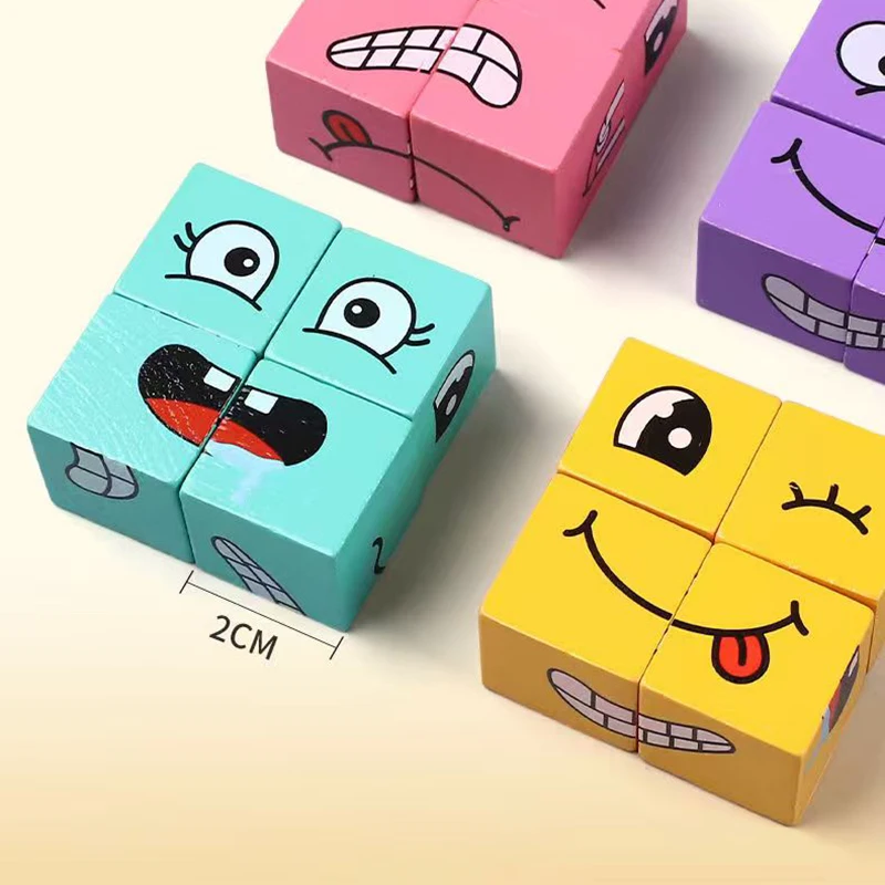 Set di giocattoli da costruzione in legno abbinati alle emozioni da 1 pezzo con biglietti per domande per bambini dai 3 anni in su
