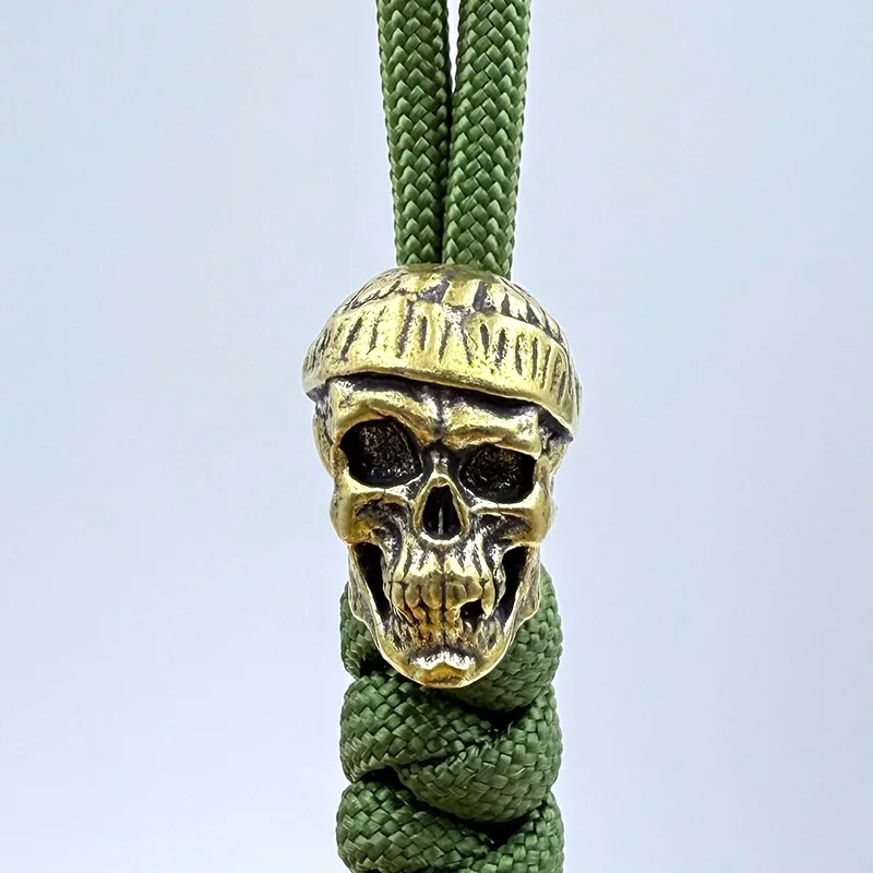 Brass Hatted Skull Head Knife Beads EDC DIY Paracord Woven Bracelets Lanyard Pendants Accessories Outdoor Tool Hangings Charms