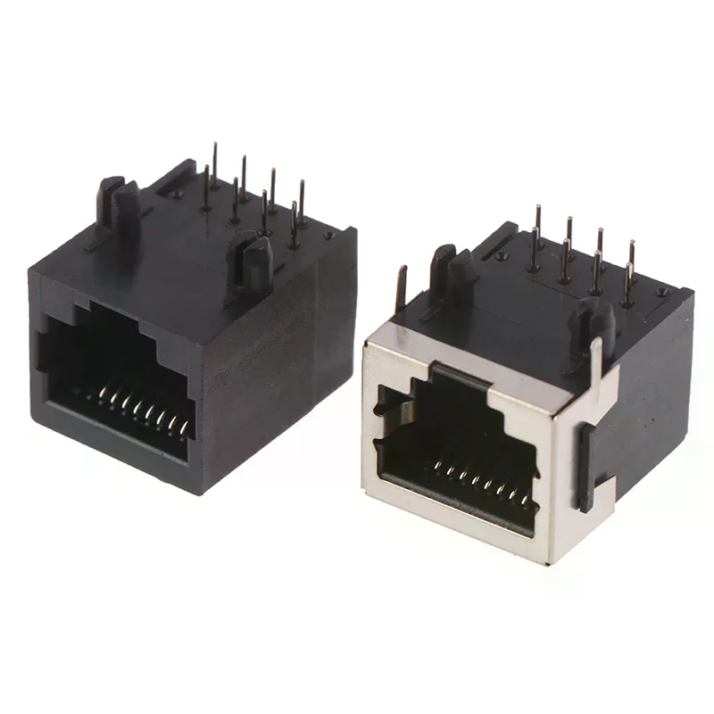 Hot sale 10PCS RJ45 metal 8-pin female PCB right angle board jack connector