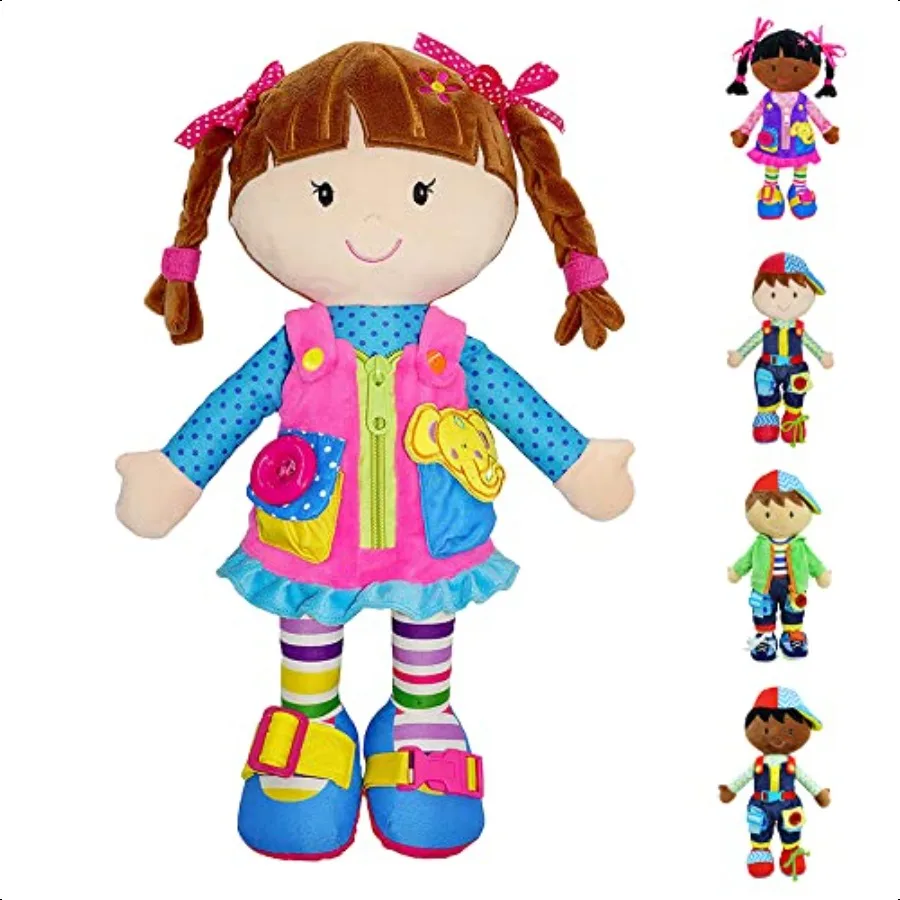 June Garden 15.5 Dry Friends Belle Educational Stuffed Plush Doll for and Toddlers 2 Years and Up Montori Buckle Soft Toy