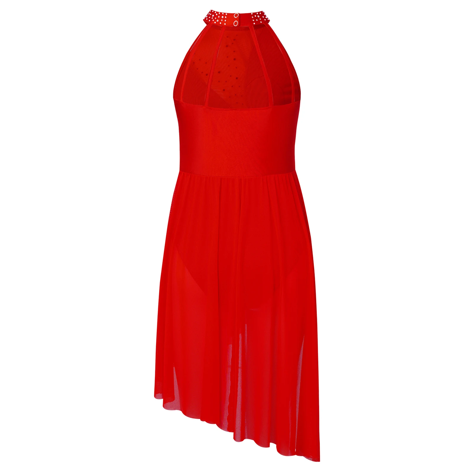 Robe de danse lyrique pour enfants filles, strass brillants, Design appliqué, Costume de danse latine pour spectacle de danse sur scène et salle de bal