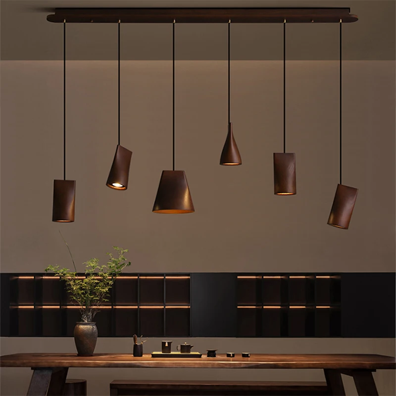 Small Solid Ash Wood Pendant Light Vintage LED Geometric Art spot Hanging Lamp For Dining room Living Room Bedroom bar Lighting