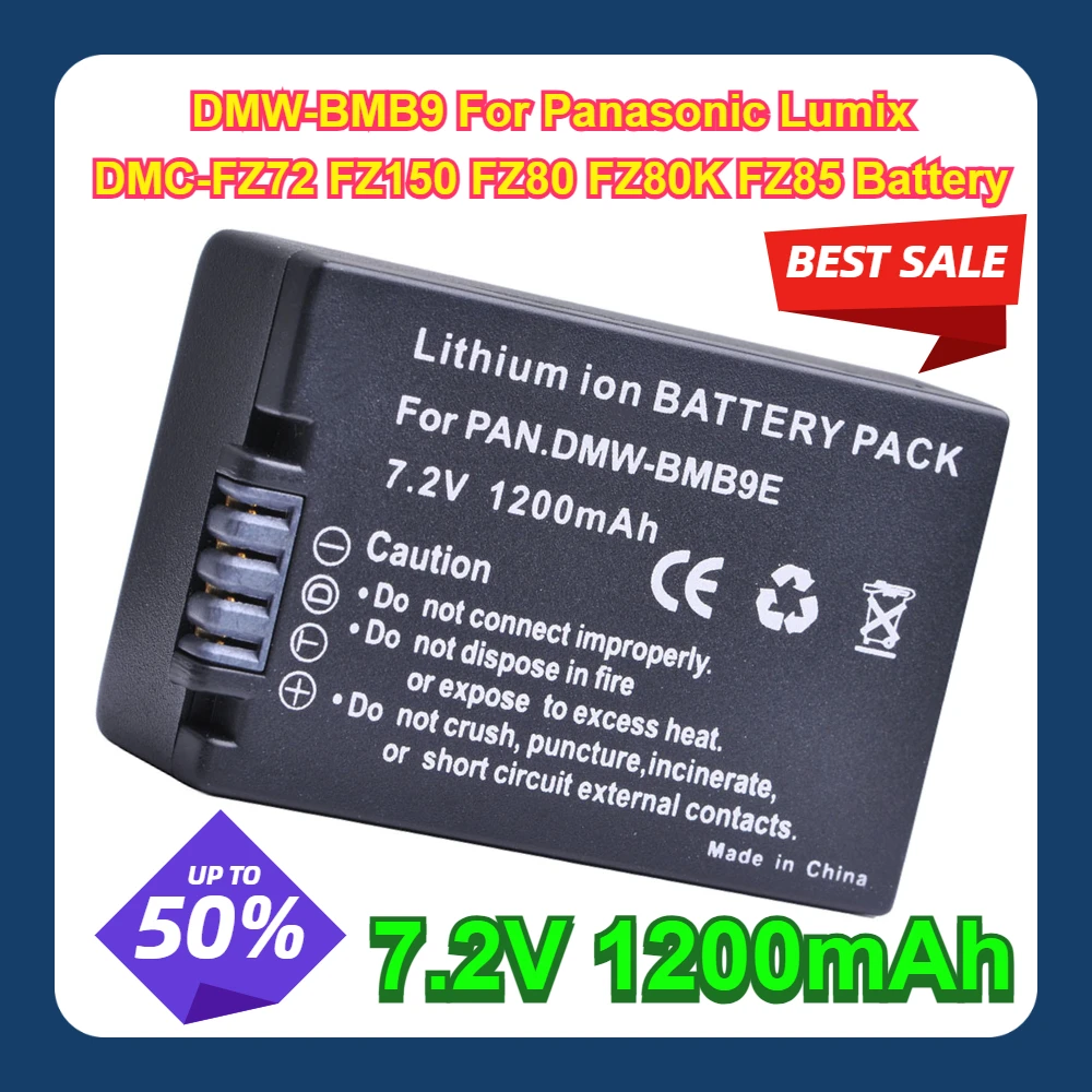 

7.2V 1200mAh DMW-BMB9 For Panasonic Lumix DMC-FZ72 FZ150 FZ80 FZ80K FZ85 Battery