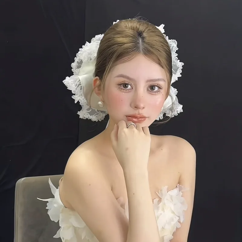 Sweet Large Intestine Hair Band Korean Super Fairy Lace Bridal Headdress Mori Bridal Wedding Hair Accessories