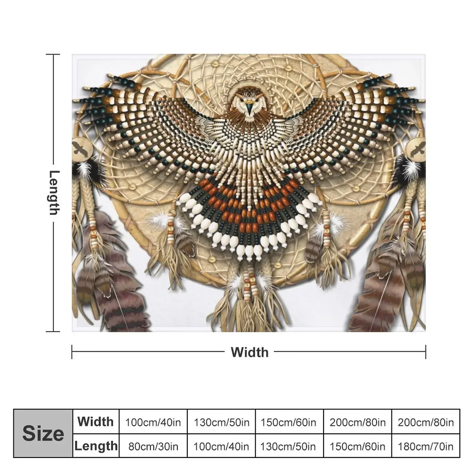 Red-Tail Hawk Dreamcatcher Mandala Throw Blanket Single wednesday Luxury Designer Flannel Fabric Blankets