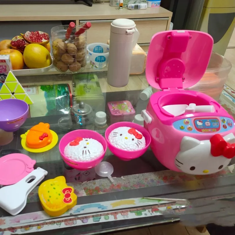 Sanrio Hello Kitty Kitchen Series Mini Rice Cooker Simulation Cooking Family Girl Toy Fun Simulation Rice Cooker Toy Set