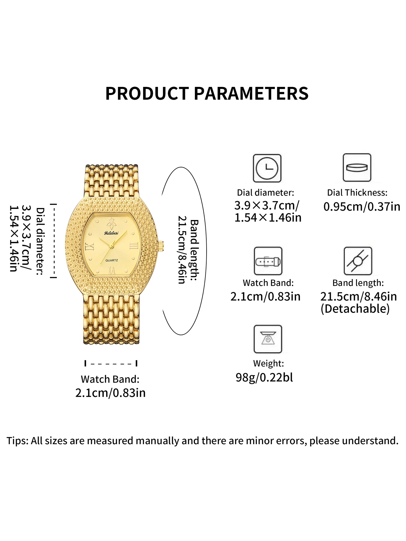 YaLaLuSi Ladies’ watch brand: elegant and minimalist barrel-shaped watch with a large dial, suitable for casual wear