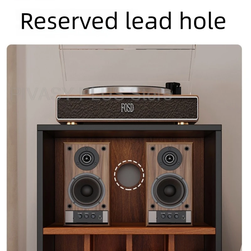 4 Opslag Vinyl Platenspeler Stand Walnoot E0 Kwaliteit Hout Audio Rack 86 Cm Hoogte Luidsprekerkast Voor Thuis Thrater CD LP Beugel