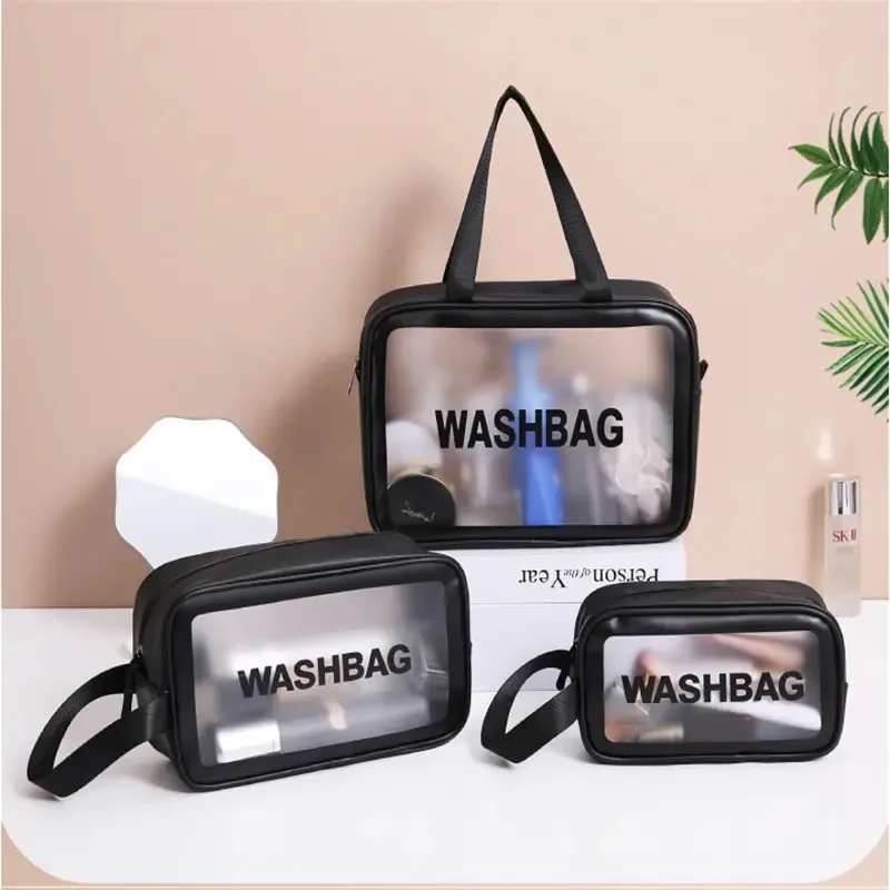 Tragbare Kosmetiktasche, wasserdicht, große Kapazität, staubdicht, Make-up-Aufbewahrung, Handtaschen, PVC, modisch, transparent, Reisetaschen