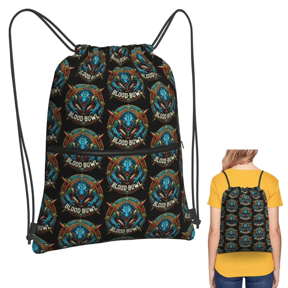 

Lagrt Blood Bowl Backpacks Casual Portable Drawstring Bundle Pocket Sundries Bag Book Bags For Travel Students