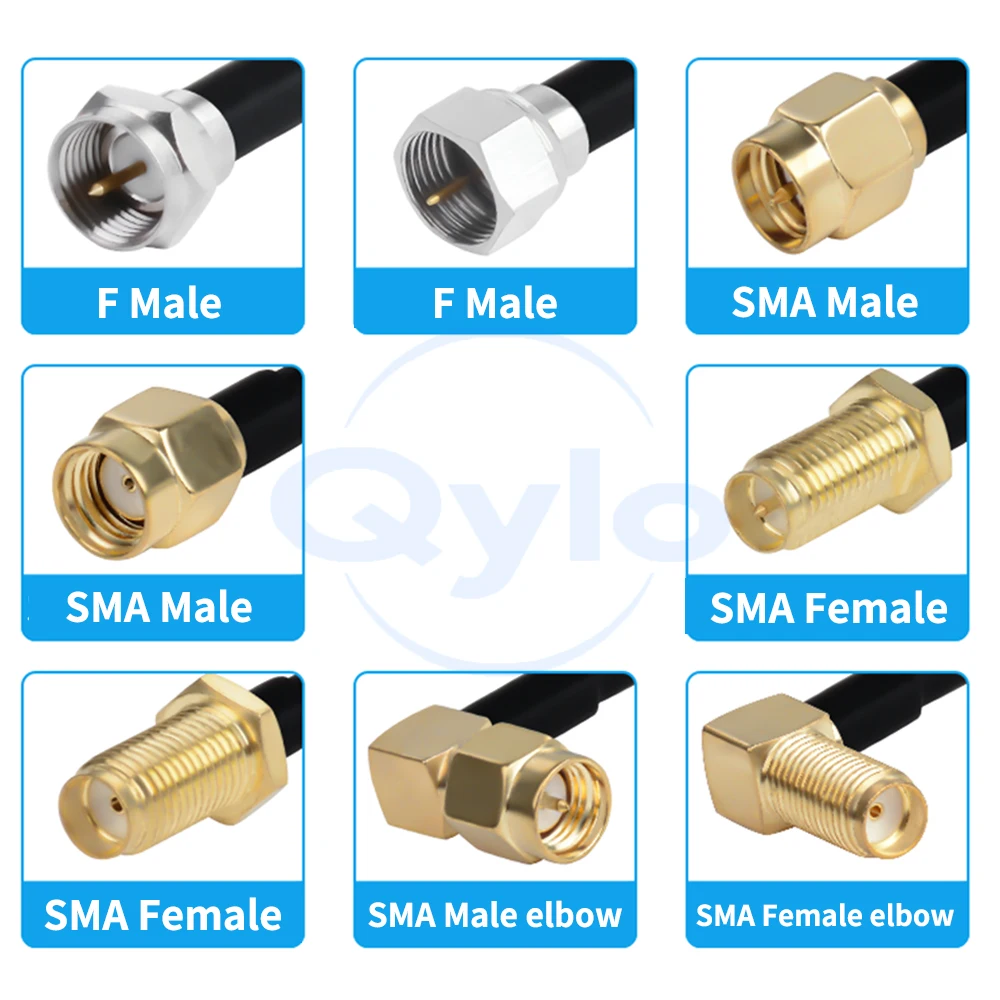 F to SMA RF Test Cable RG142-PUR High Flex Cable F-to-SMA Male / Female High-Frequency Cable F-to-SMA Cable