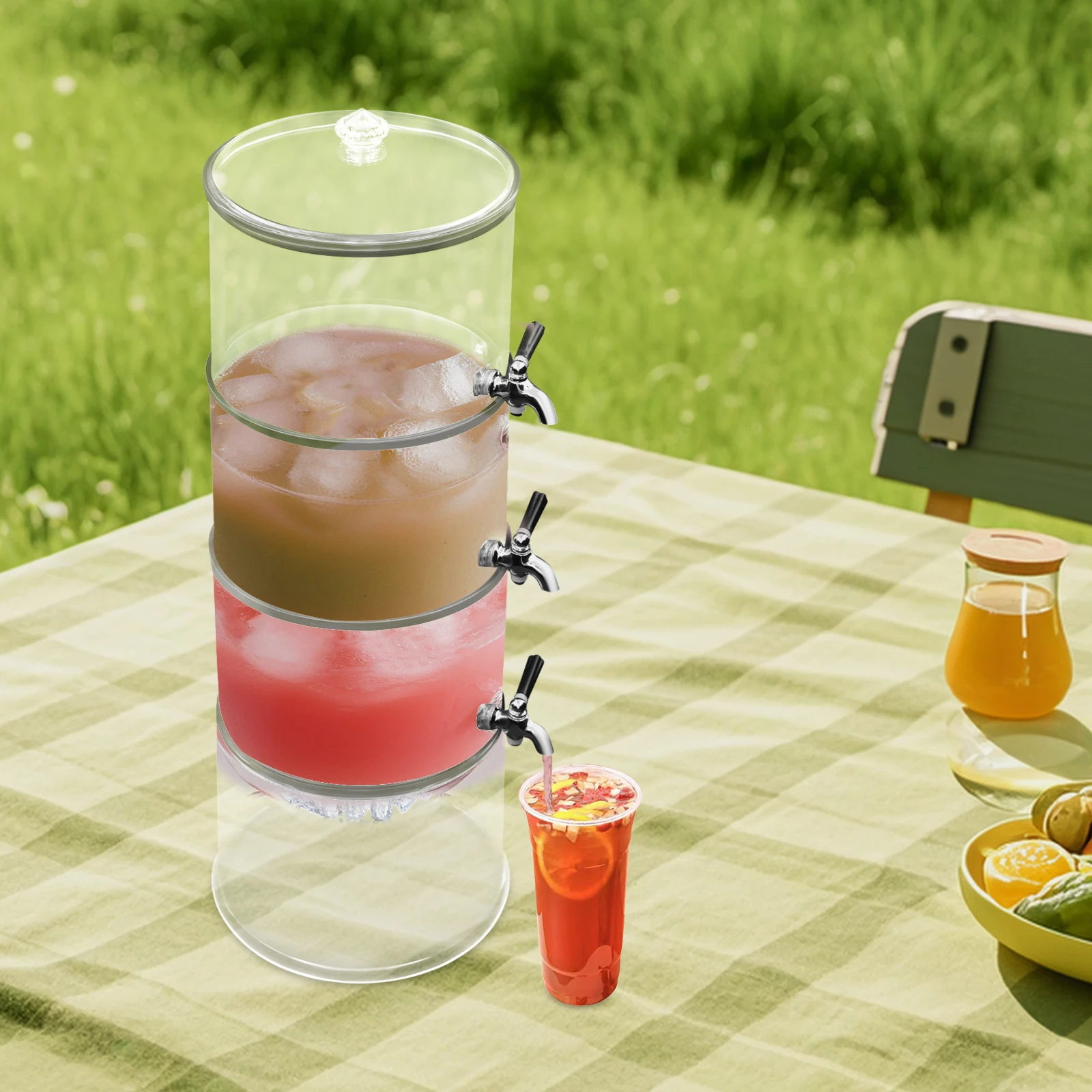 

Диспенсер для напитков 4 л x 3-х уровневый с камерой и краном для льда — коммерческий акриловый диспенсер для напитков для вечеринки, бара, ресторана