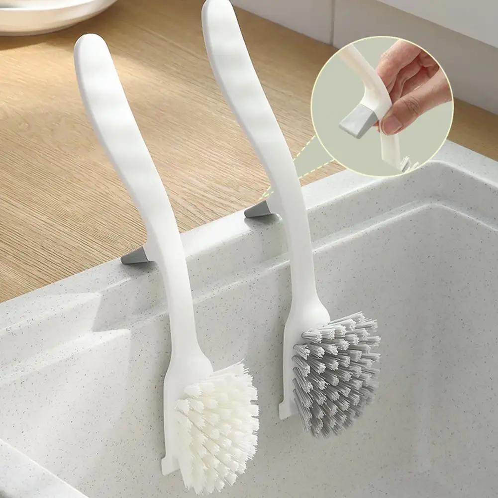 

Dishwashing Brush Long Handle with Scraper Dense Soft Bristles Remove Stain Kitchen Sink Stove Dish Washing Cleaning Brush