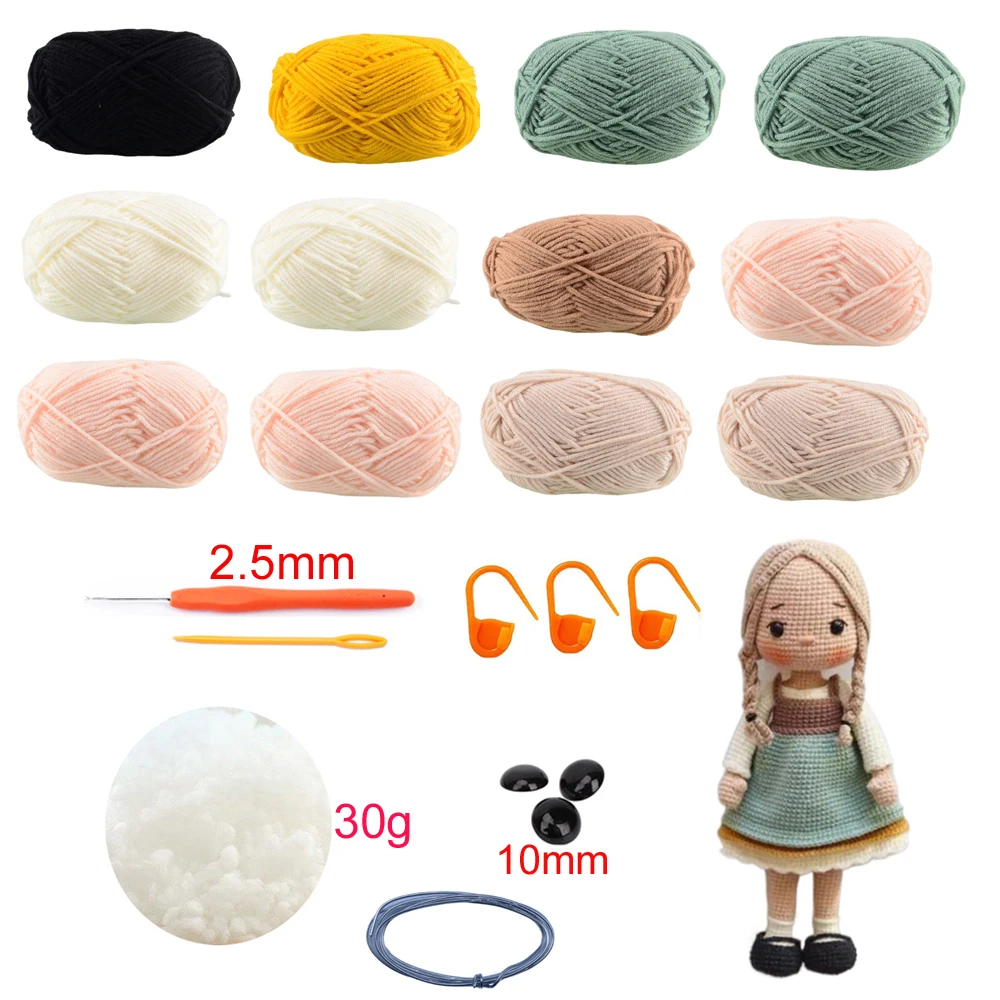 Zestaw do szydełkowania Gril DIY Doll Zestawy do szydełkowania amigurumi Zestawy dziewiarskie Zabawki rzemieślnicze Zestawy do rękodzieła Z przzędą