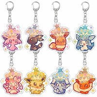 Pokemon Key Chain Anime Cartoon Vaporeon Flareon Jolteon Umbreon Eevee Espeon Glaceon Leafeon Sylveon Acrylic Keychain Pendant