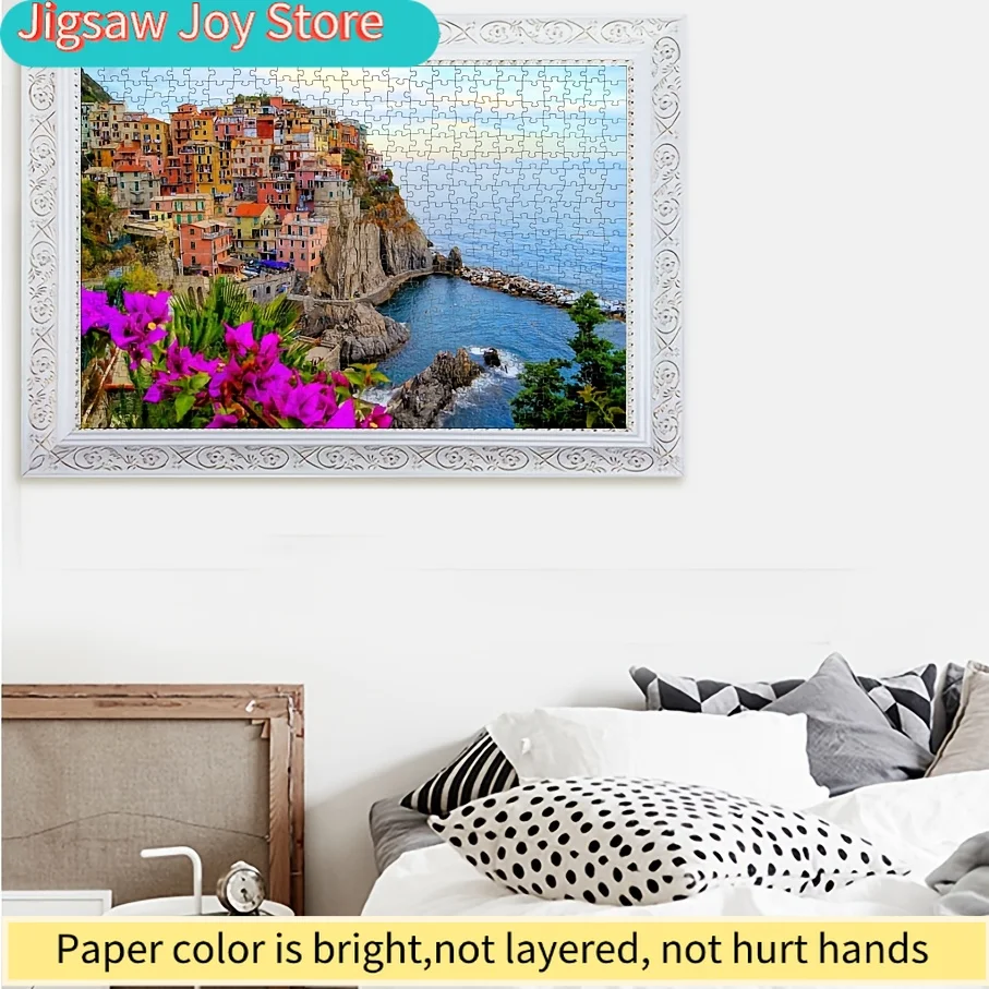 1 Box () Paper Puzzle Pieces - Fit Together Perfectly for Adults "Cinque Terre" Game - Ideal for Parties, Family & Friends Act