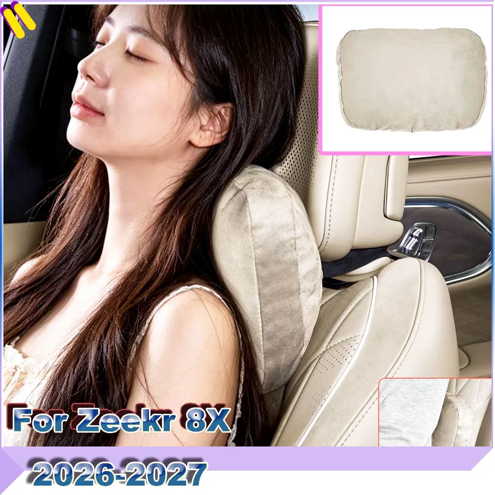 Suede Car Neck Pillow Custom For Zeekr 8X 2026-2027 2 In 1 Headrest & Lumbar Support Cushion Original Car Color Design