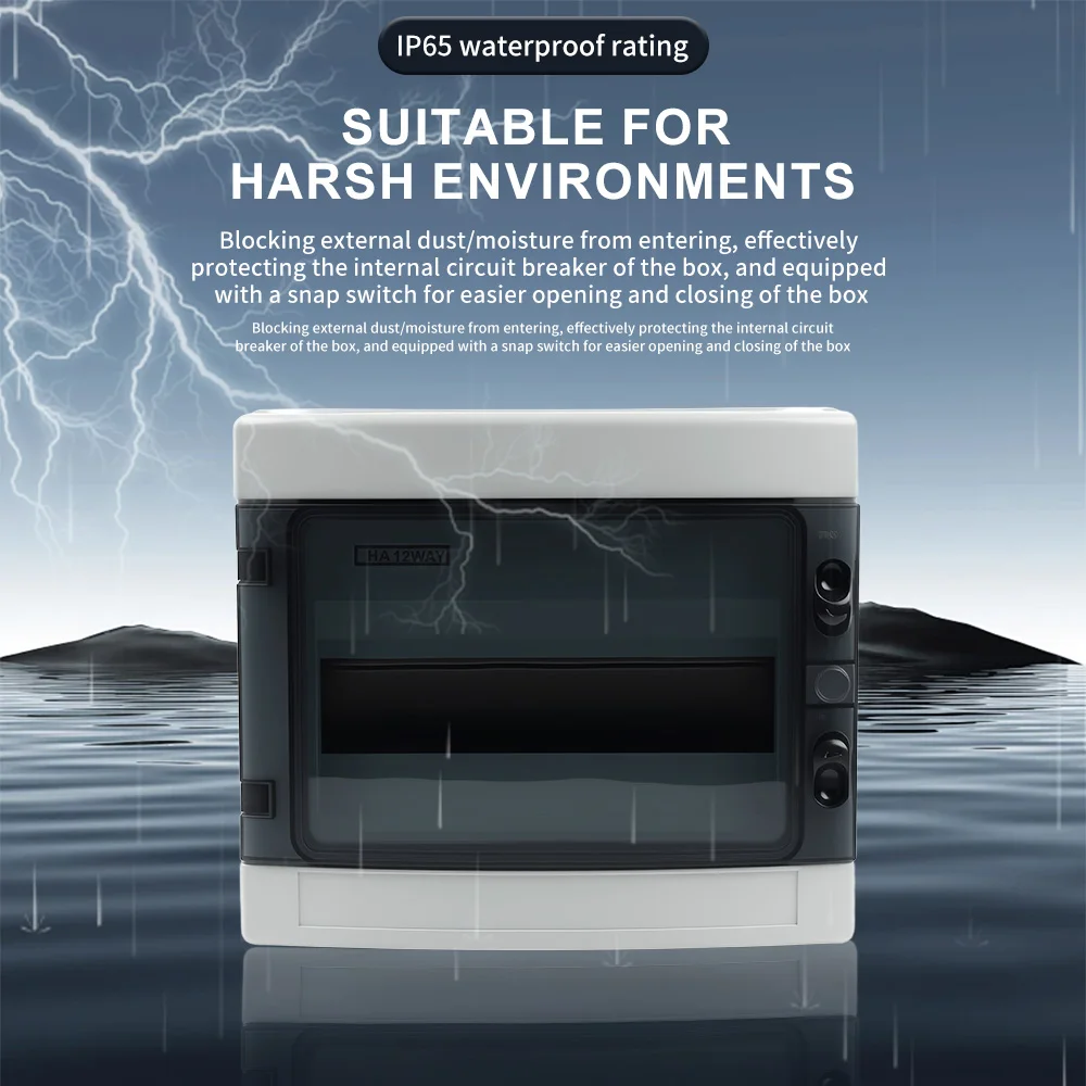 DIY GO IP65 Waterproof Distribution Box 4/8/12/18/24 WAYJunction Box Plastic Electrical Enclosure HA Series Outdoor Combiner Box