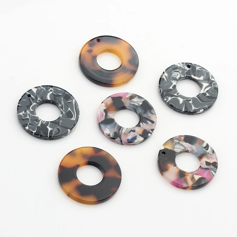 Acetic Acid Resin Charms Pendants Flat Smooth Round Circle Charms Pendants 23mm For DIY Jewelry Making Finding Accessories