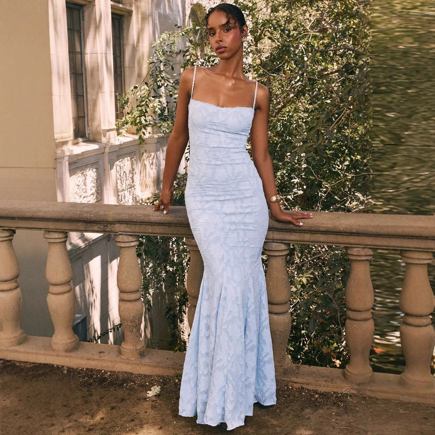 Robe longue en résille pour filles, Sexy, sans bretelles, moulante, à nouer, en dentelle, Instagram, nouvelle collection été 2025