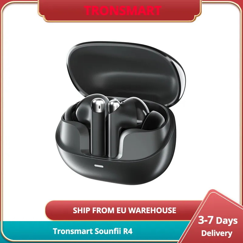 Tronsmart Sounfii R4 TWS ENC Call Noise Reduction Earmphones 28H Playtimes BT 5.3 IPX4 Rating Quad-Mic Call riduzione del rumore