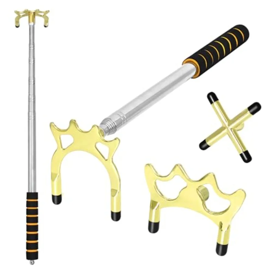 

Retractable Pool Cue Bridge Stick Set with 3 Removable Brass Bridge Heads Snooker Billiards Stick Bridge Pool Table Accessories