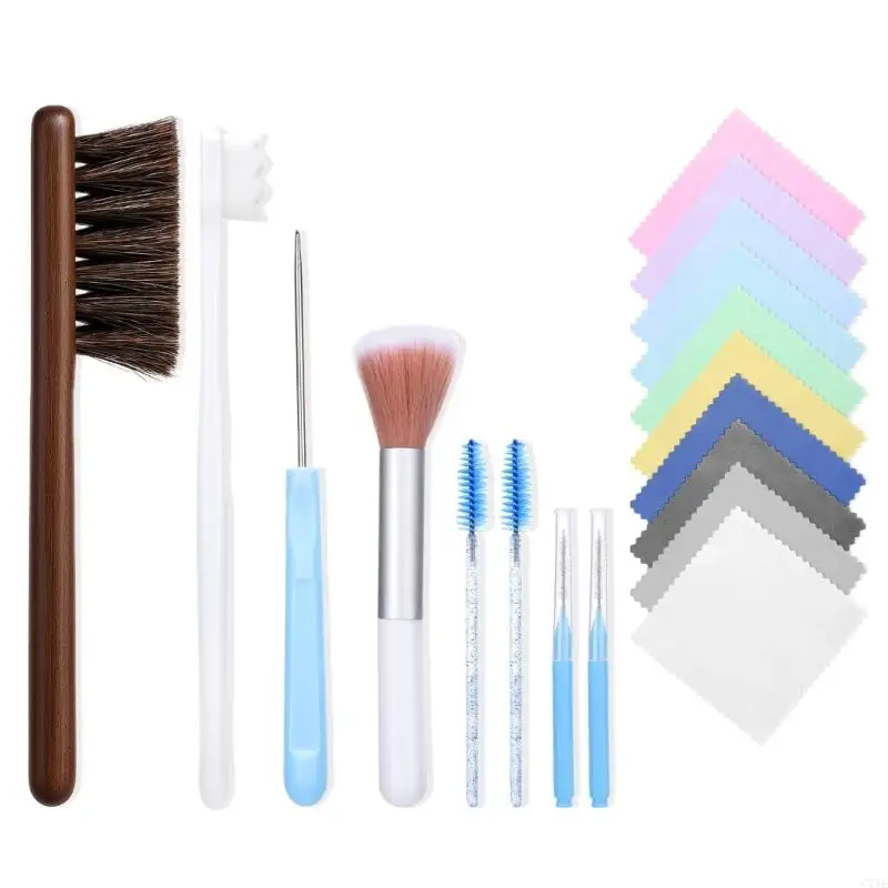  Complete Cleaning Brush Set Polishing Cloth PET Texture Suitable for Jewelry Thorough Dirt Removal Gentle Effective Care