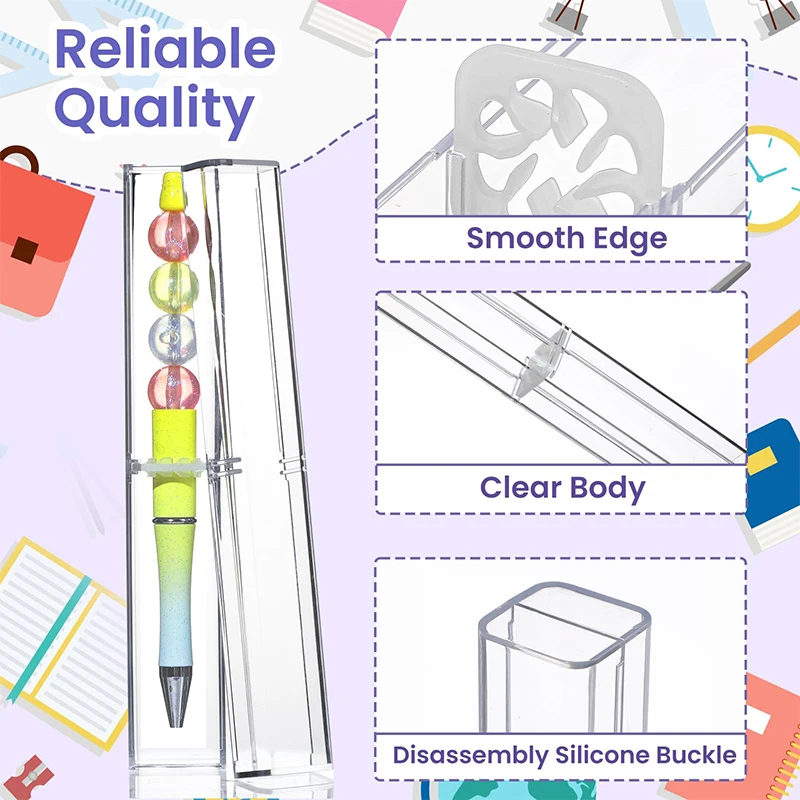 ปากกาลูกลื่นโลหะปากกาลูกลื่นปากกาคริสตัลปากกาลูกลื่นอะคริลิกใสพร้อมกล่องเก็บกล่องใส่ของขวัญ10ชิ้น