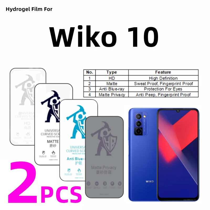 

2pcs Anti Spy Hydrogel Film For Wiko 10 HD/Matte Screen Protector For Wiko 10 Eye Care Privacy Matte Protective Film