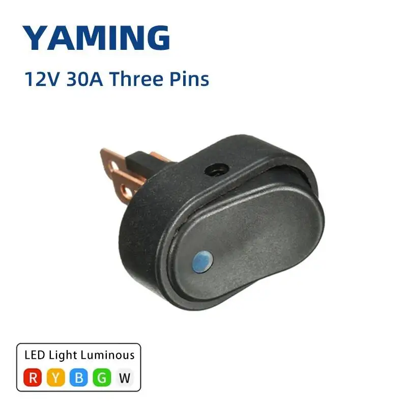 

5pcs Rocker Toggle Switch 12V 30A Led Light DIY SPST ON-OFF For Car Modification Truck Van Boat Push Button 3pins Black