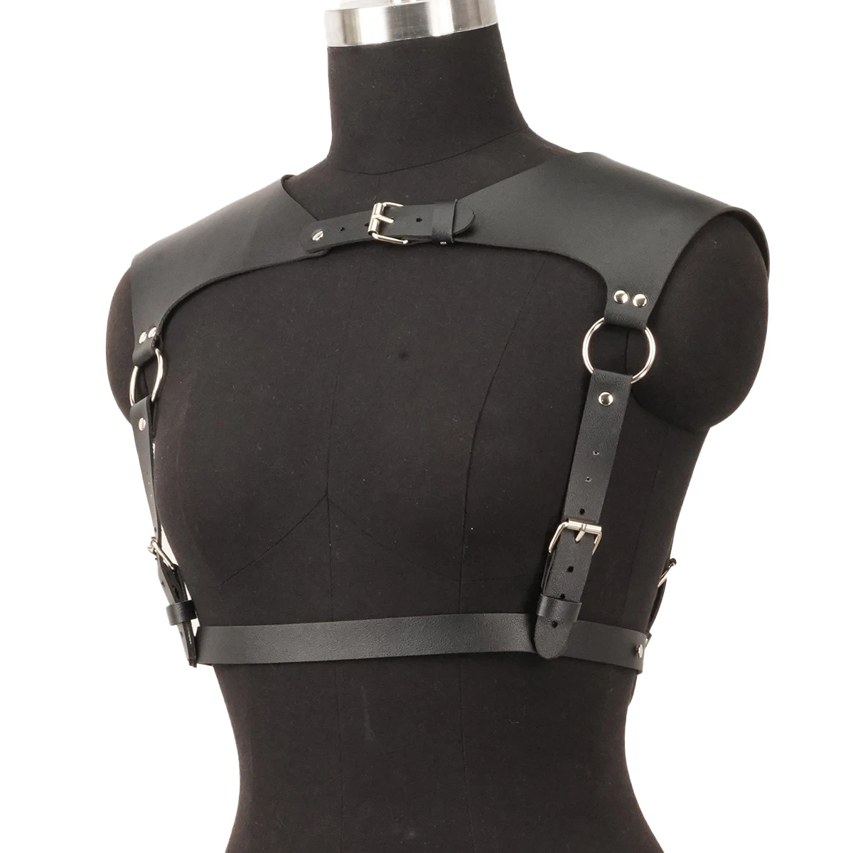 النساء حزام الموضة بولي Leather جلد الجسم الكتف درع مربط صدر حزام الكتف حزام تسخير النساء الملابس مفتوحة قفص الصدرية #4