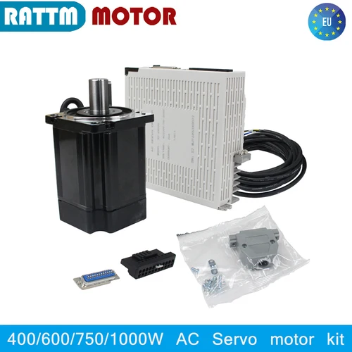【EU US】400W 600W 750W 1000W 1KW AC 서보 모터 CNC 세트 키트 자기 인코더(브레이크 + 드라이버 포함)