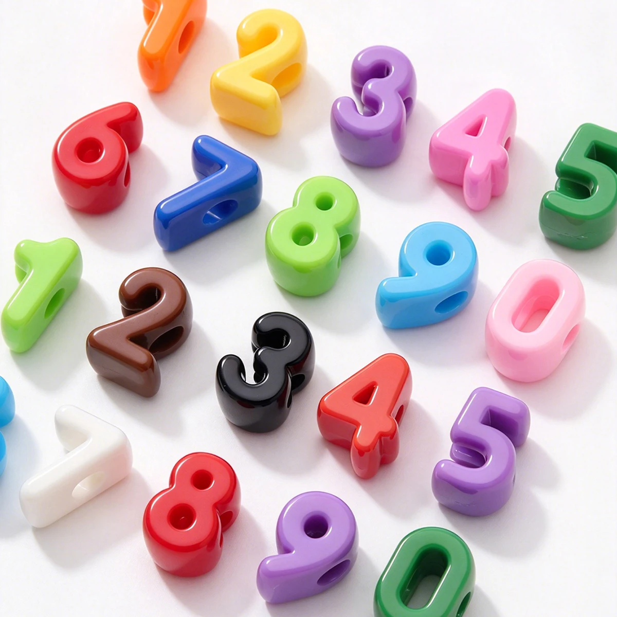 20pcs/Lots Acrylic Large Hole Number Beads 0-9 Random Color Spacer Loose Beads & Bead Assortments for DIY Jewelry Making Supplie