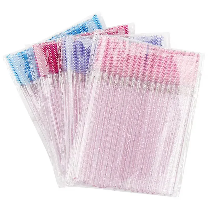 50 قطعة فرشاة رمش حلزونية جديدة قضيب كريستال يمكن التخلص منه مستقيم رئيس رمش فرشاة ماكياج أداة عصا الماسكارا قضيب تمديد #1