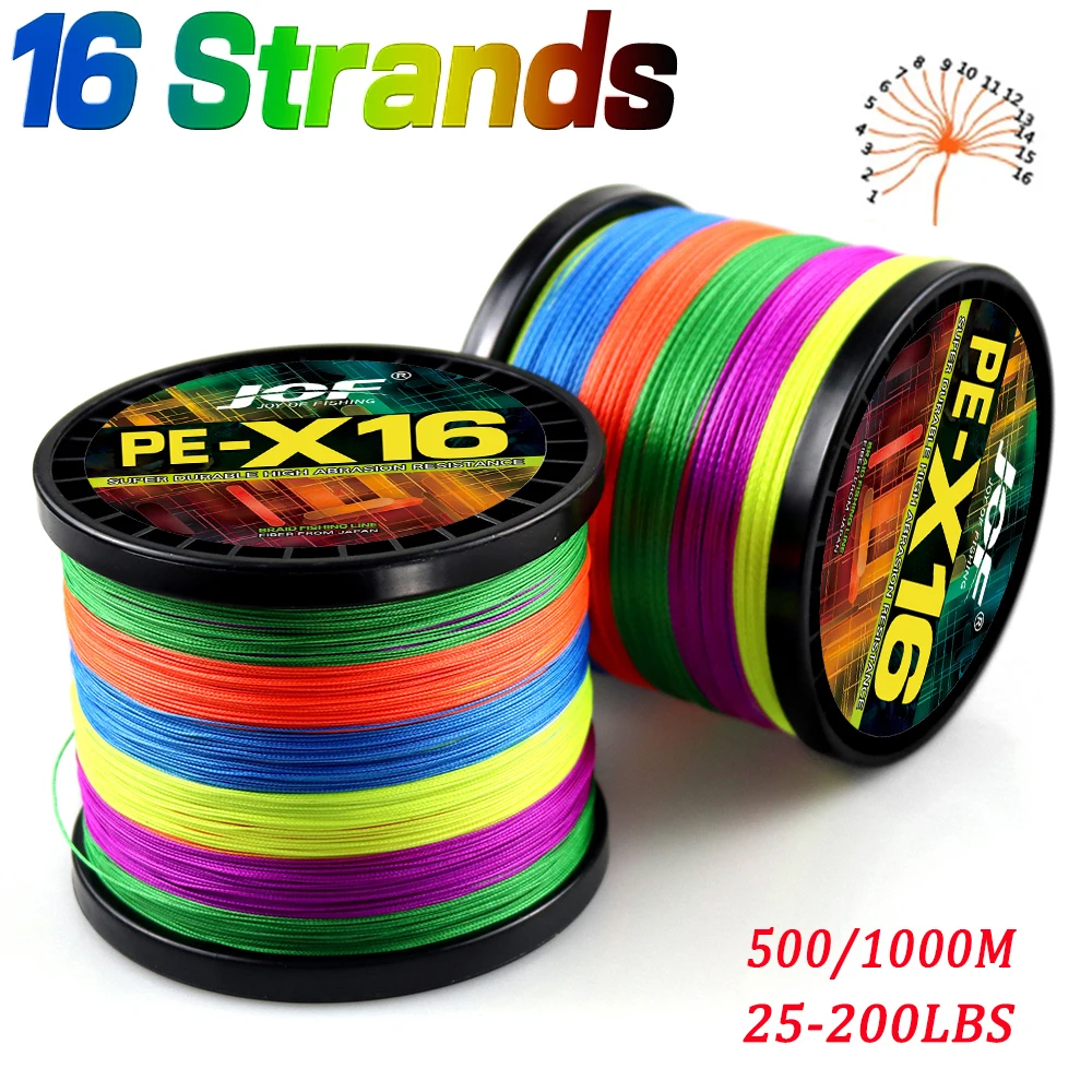 16Strands Braided Fishing Line 500/1000M Multifilament Carp Wire Max 25-200LB 16x Core Fishing Sea Line Ocean Rock Fishing