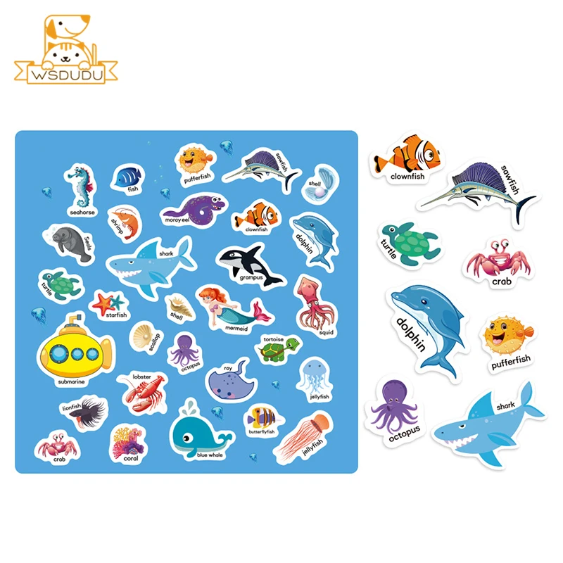 2PCS Sticker Books Cute Reusable DIY Sticky Animal Dinosaur Ocean Scene Theme Game Cartoon Pattern Classic Toy Fun Children Gift