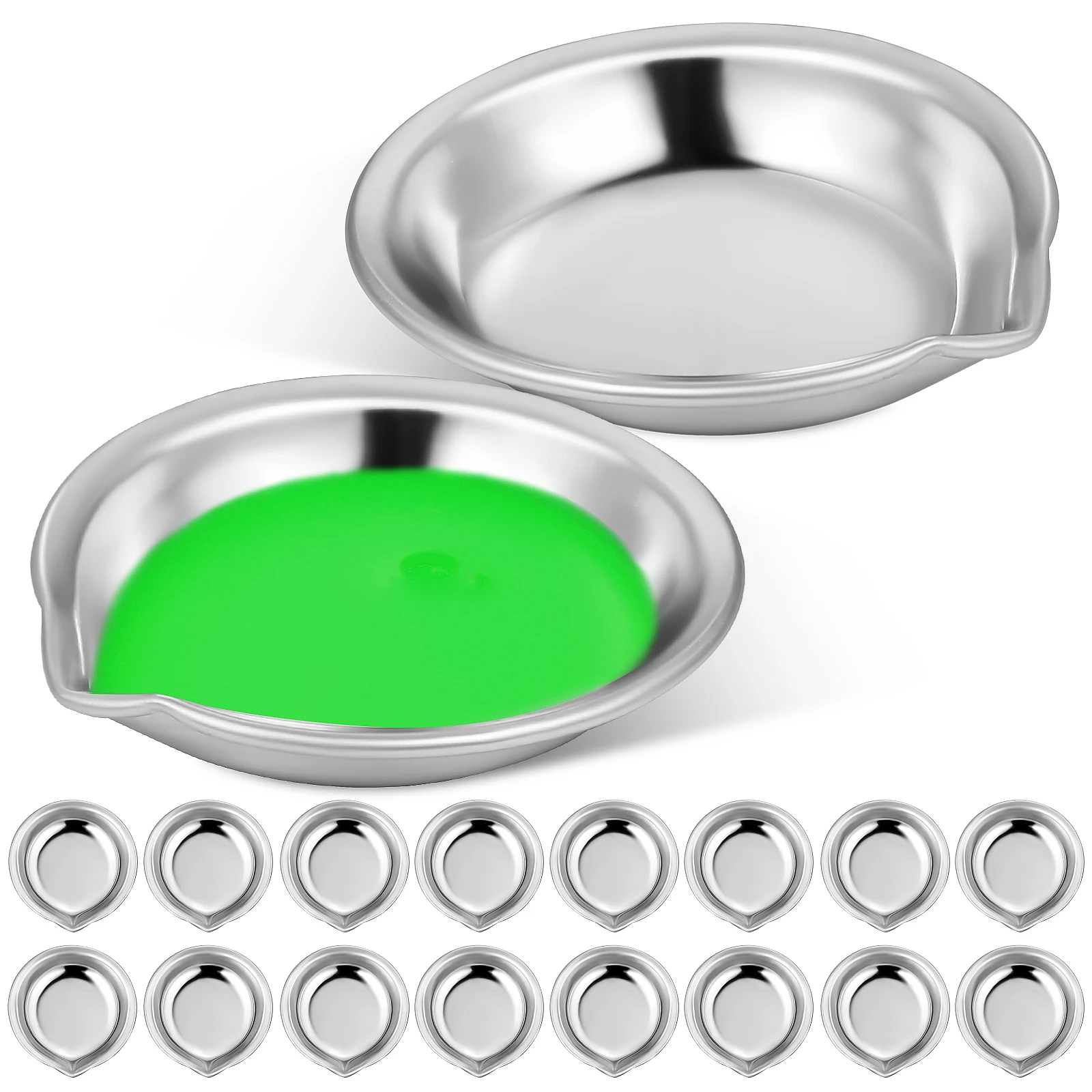 

18Pcs Small Metal Paint Palette Watercolor Oil Gouache Mixing Trays Portable Durable Spout Precision Pouring Artist Tool