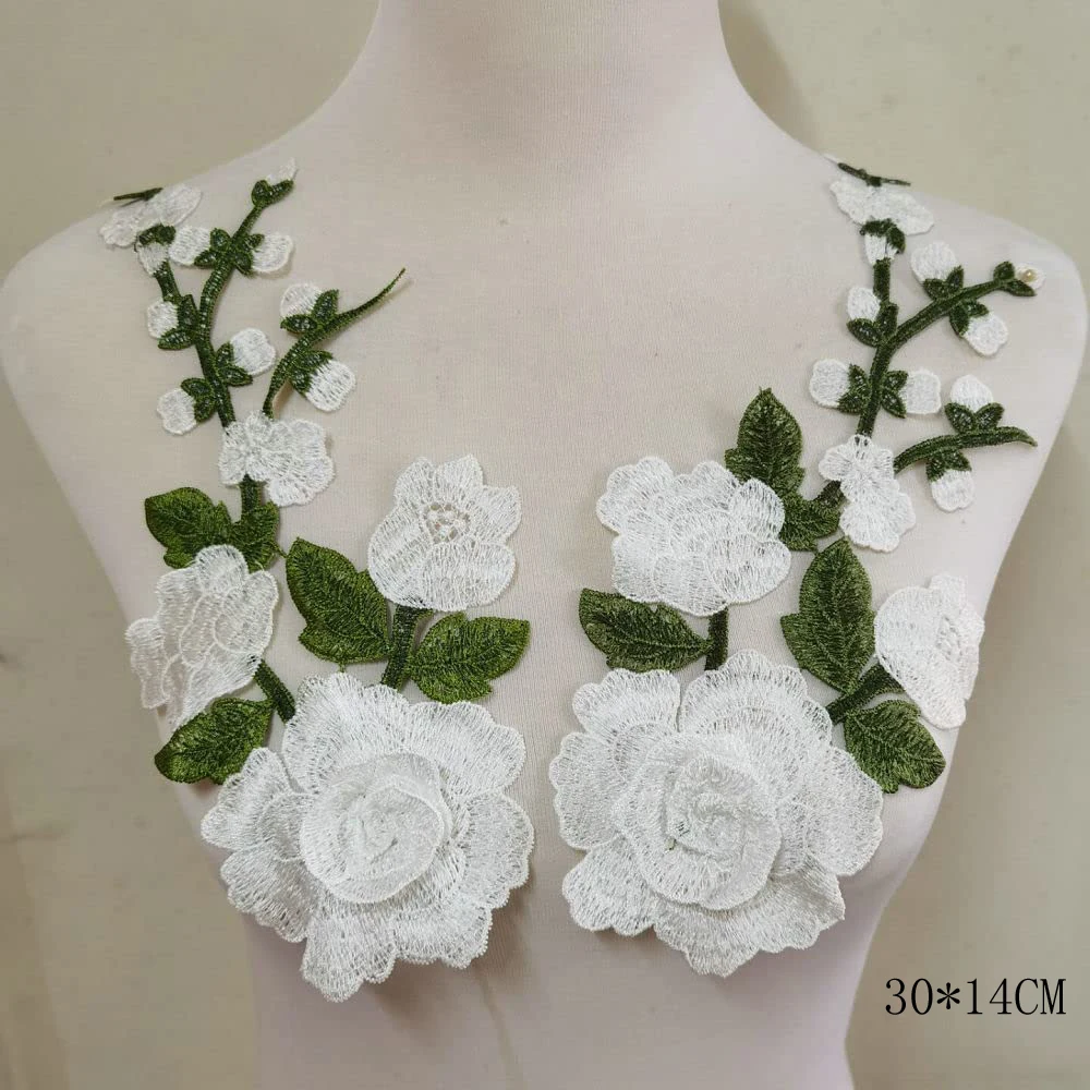 2 Teile/satz 3D Blume Stickerei Applique Patch Für Abend Rock Kleidung Spitze Kragen Dekoration Patch Nähen Auf Zubehör – Detail 7