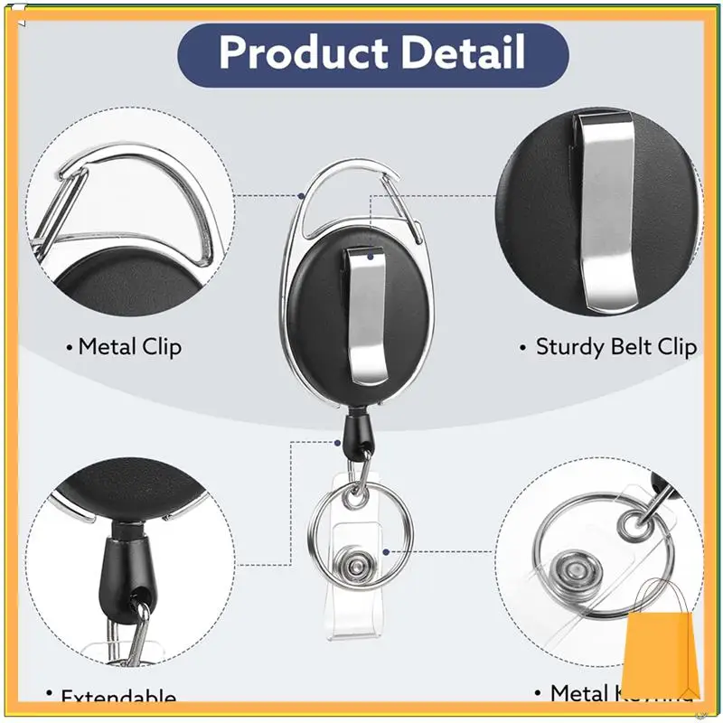 L53A-60 Pack Катушки для бейджей Выдвижной держатель для бейджа с карабином Прочный зажим для катушки для бейджей и брелок для ключей для работы в офисе